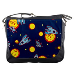 Rocket Ufo Moon Star Space Planet Blue Circle Messenger Bags by Mariart
