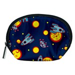 Rocket Ufo Moon Star Space Planet Blue Circle Accessory Pouches (Medium)  Front