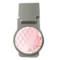 Sakura Flower Floral Pink Star Plaid Wave Chevron Money Clips (round) 