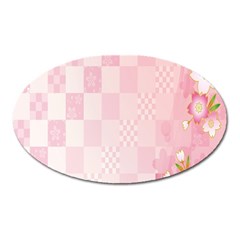 Sakura Flower Floral Pink Star Plaid Wave Chevron Oval Magnet by Mariart