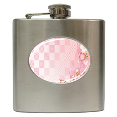 Sakura Flower Floral Pink Star Plaid Wave Chevron Hip Flask (6 Oz)