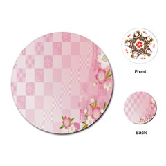 Sakura Flower Floral Pink Star Plaid Wave Chevron Playing Cards (round) 