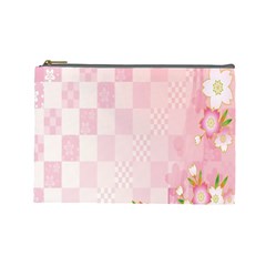 Sakura Flower Floral Pink Star Plaid Wave Chevron Cosmetic Bag (large)  by Mariart