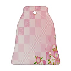 Sakura Flower Floral Pink Star Plaid Wave Chevron Bell Ornament (two Sides) by Mariart