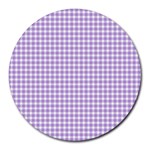 Plaid Purple White Line Round Mousepads Front