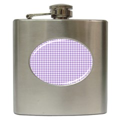 Plaid Purple White Line Hip Flask (6 Oz)
