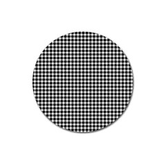 Plaid Black White Line Magnet 3  (round) by Mariart