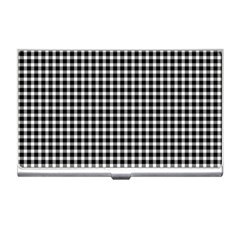 Plaid Black White Line Business Card Holders by Mariart