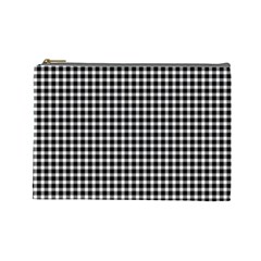 Plaid Black White Line Cosmetic Bag (large)  by Mariart