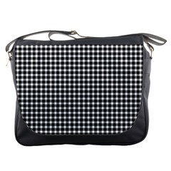 Plaid Black White Line Messenger Bags by Mariart