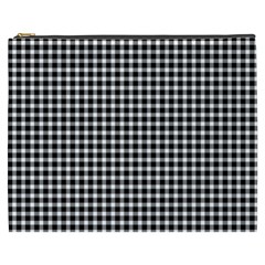 Plaid Black White Line Cosmetic Bag (xxxl)  by Mariart