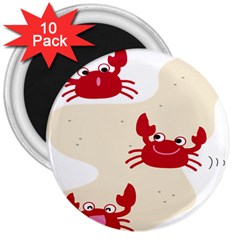 Sand Animals Red Crab 3  Magnets (10 Pack) 