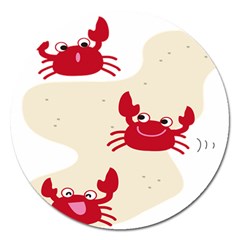 Sand Animals Red Crab Magnet 5  (round)