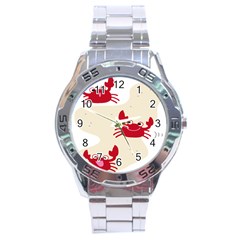 Sand Animals Red Crab Stainless Steel Analogue Watch