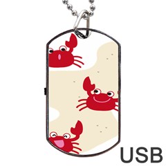 Sand Animals Red Crab Dog Tag Usb Flash (one Side) by Mariart