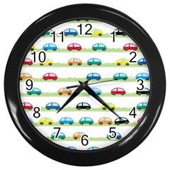 Small Car Red Yellow Blue Orange Black Kids Wall Clocks (black)