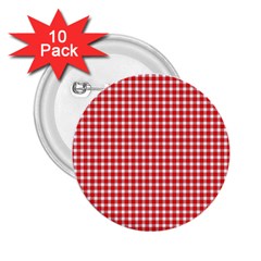 Plaid Red White Line 2 25  Buttons (10 Pack) 