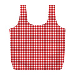 Plaid Red White Line Full Print Recycle Bags (l)  by Mariart