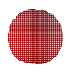 Plaid Red White Line Standard 15  Premium Flano Round Cushions by Mariart