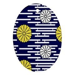 Sunflower Line Blue Yellpw Ornament (Oval)