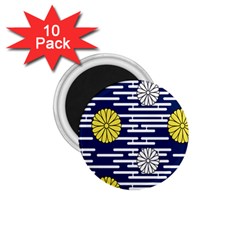 Sunflower Line Blue Yellpw 1.75  Magnets (10 pack) 