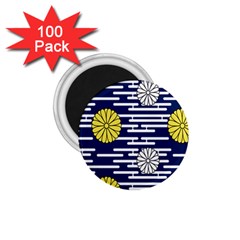 Sunflower Line Blue Yellpw 1.75  Magnets (100 pack) 