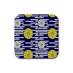 Sunflower Line Blue Yellpw Rubber Coaster (Square) 