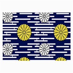 Sunflower Line Blue Yellpw Large Glasses Cloth (2-side) by Mariart