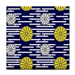 Sunflower Line Blue Yellpw Face Towel