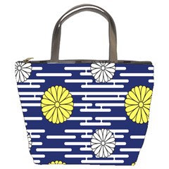 Sunflower Line Blue Yellpw Bucket Bags