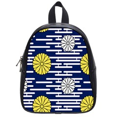 Sunflower Line Blue Yellpw School Bags (small)  by Mariart