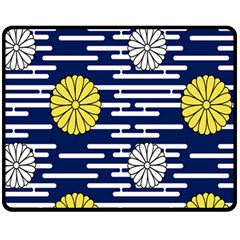 Sunflower Line Blue Yellpw Fleece Blanket (Medium) 