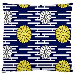 Sunflower Line Blue Yellpw Standard Flano Cushion Case (Two Sides)
