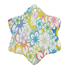 Star Flower Rainbow Sunflower Sakura Ornament (snowflake) by Mariart