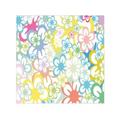 Star Flower Rainbow Sunflower Sakura Small Satin Scarf (square)