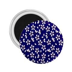Star Flower Blue White 2 25  Magnets