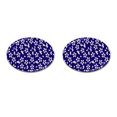 Star Flower Blue White Cufflinks (oval)