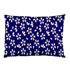 Star Flower Blue White Pillow Case by Mariart