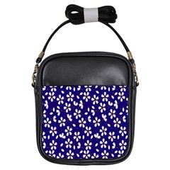 Star Flower Blue White Girls Sling Bags by Mariart