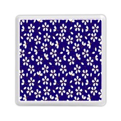 Star Flower Blue White Memory Card Reader (square)  by Mariart