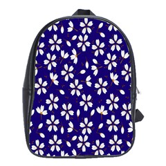 Star Flower Blue White School Bags (xl)  by Mariart