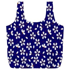 Star Flower Blue White Full Print Recycle Bags (l) 