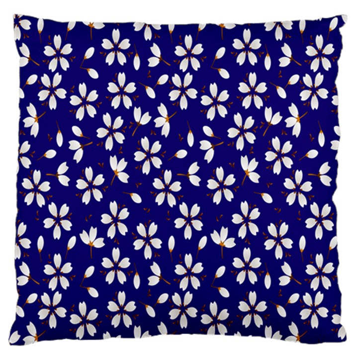 Star Flower Blue White Standard Flano Cushion Case (One Side)