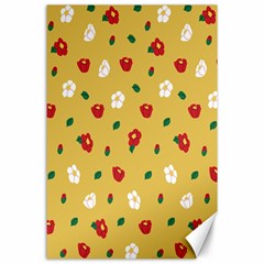 Tulip Sunflower Sakura Flower Floral Red White Leaf Green Canvas 24  X 36  by Mariart