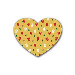 Tulip Sunflower Sakura Flower Floral Red White Leaf Green Heart Coaster (4 Pack)  by Mariart