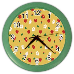 Tulip Sunflower Sakura Flower Floral Red White Leaf Green Color Wall Clocks by Mariart