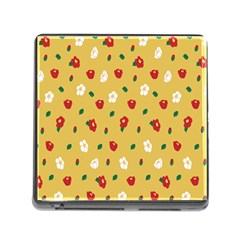 Tulip Sunflower Sakura Flower Floral Red White Leaf Green Memory Card Reader (square) by Mariart