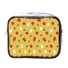 Tulip Sunflower Sakura Flower Floral Red White Leaf Green Mini Toiletries Bags