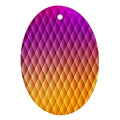 Triangle Plaid Chevron Wave Pink Purple Yellow Rainbow Ornament (Oval)