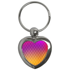 Triangle Plaid Chevron Wave Pink Purple Yellow Rainbow Key Chains (heart)  by Mariart
